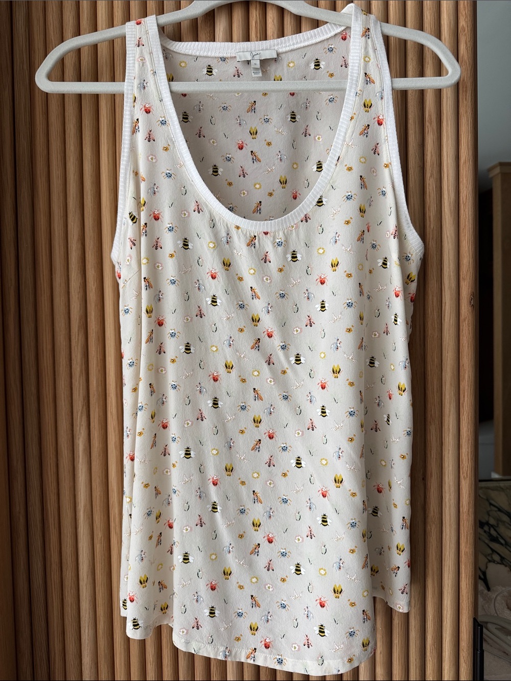 Joie Cream Scoop Neck Tank with Floral and Bee Print